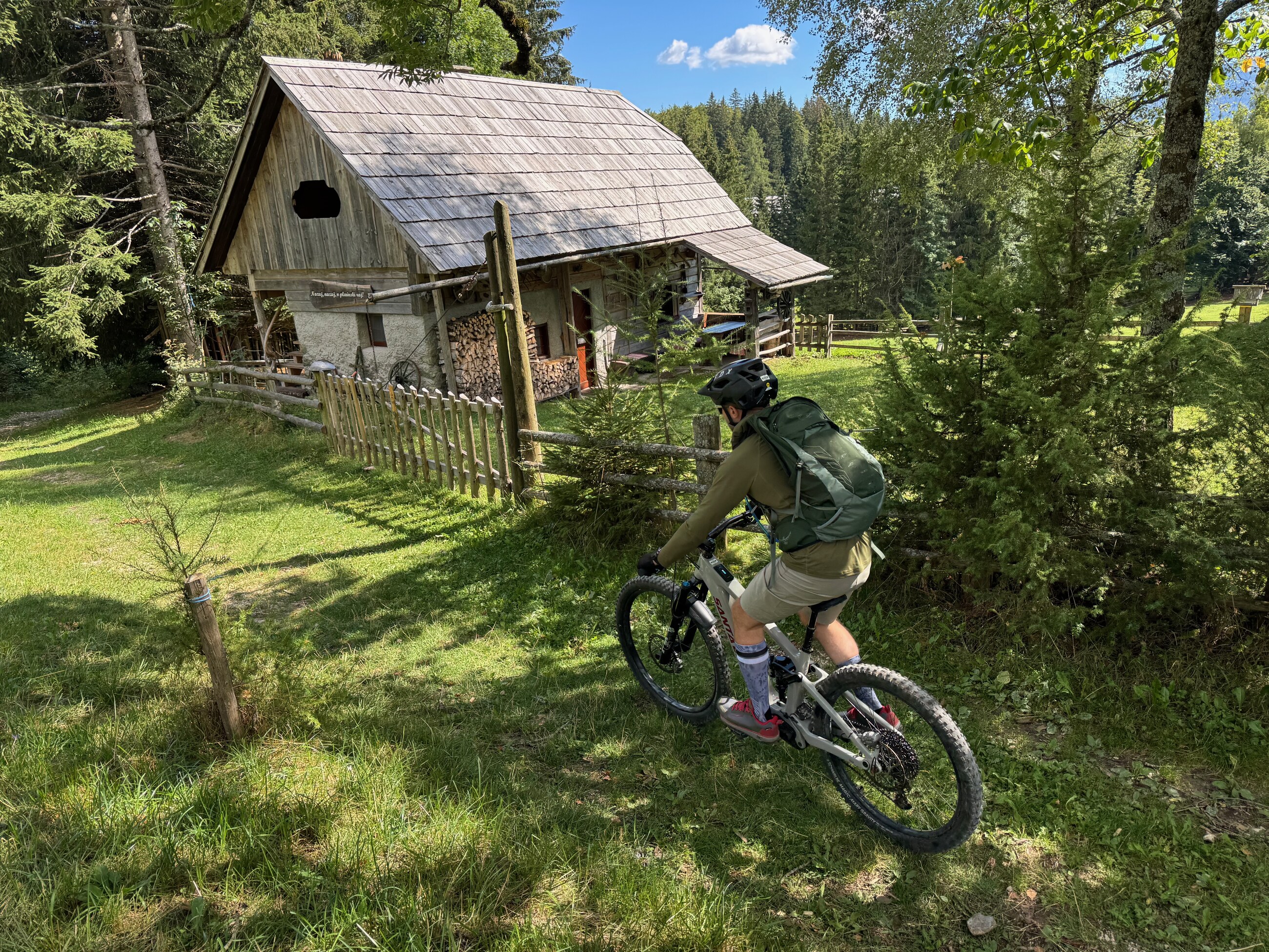 Riding through alpine pasture